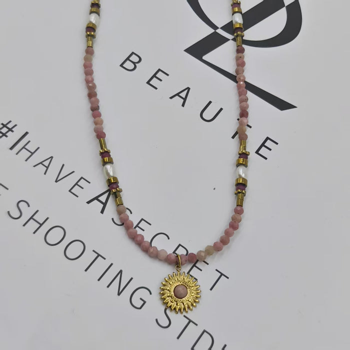 Wholesale Natural stone handmade bead necklace, collarbone chain, niche and versatile necklace