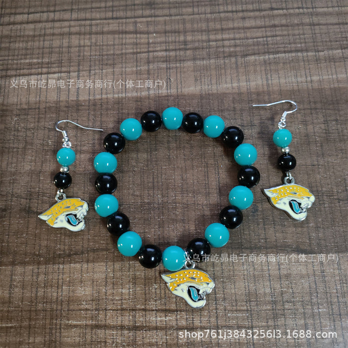 Wholesale Football Colored Candy Acrylic Bead Bracelet Earring Set