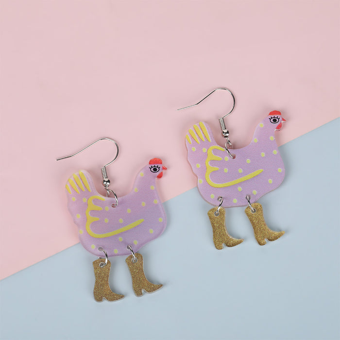Wholesale Cartoon colorful hen-shaped acrylic earrings