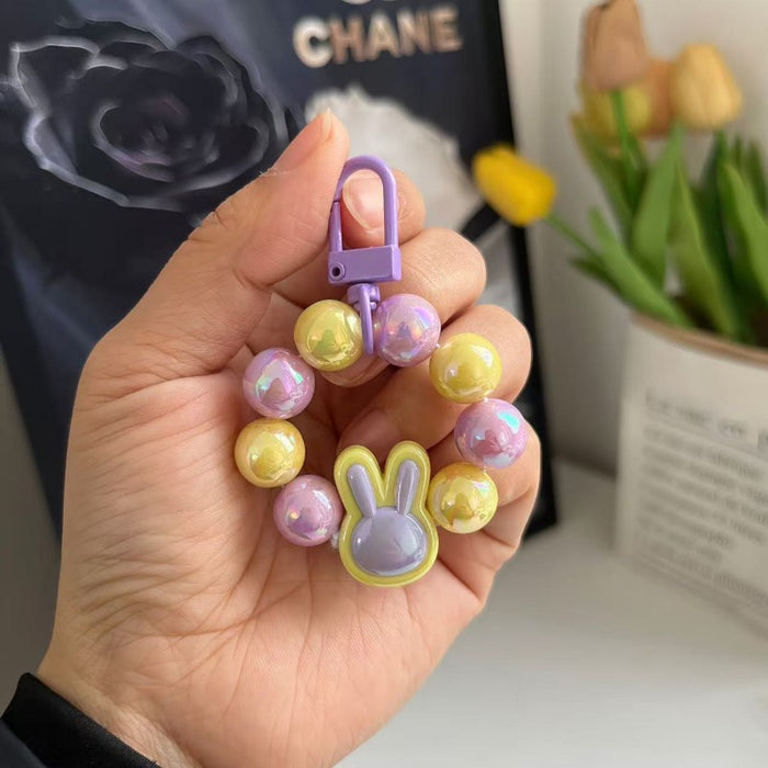 Wholesale Wholesale Fashion Electroplating Colorful Keychain Small Pendant Personalized and Versatile DIY Handmade Beaded Keychain