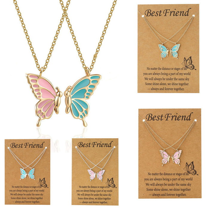 Wholesale Colorful Butterfly Friendship Pendant Necklace Set - Fashion Alloy Jewelry Accessory MOQ≥2