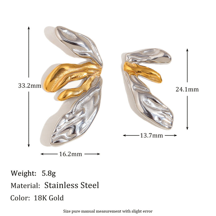 Wholesale Design Gold Earrings Stainless Steel Plated 18K Gold Double Color Mouth Christmas Tree Earrings for Women