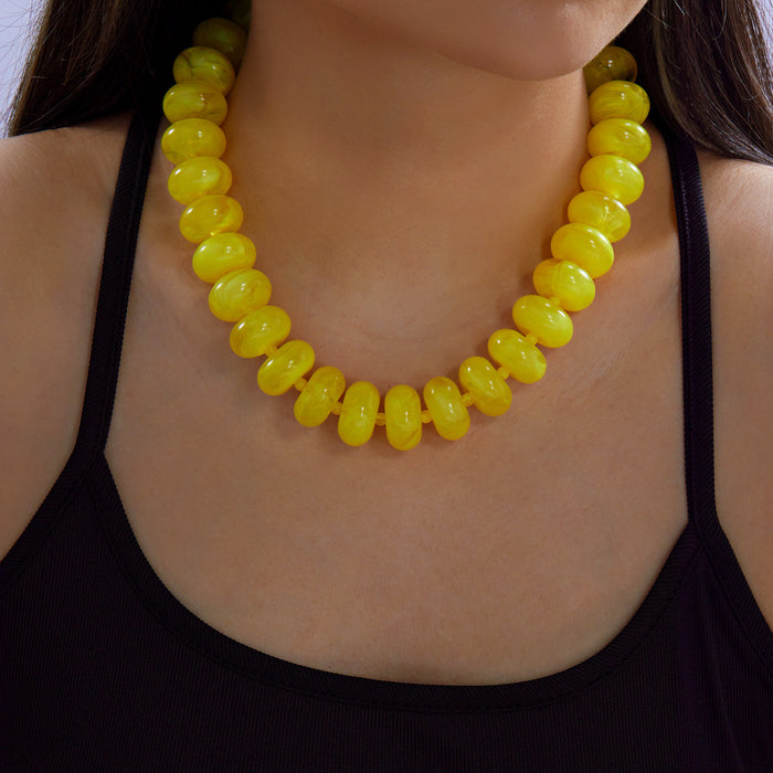 Wholesale Trendy Resin Bead Colorblock Necklace Fashion Jewelry Accessory