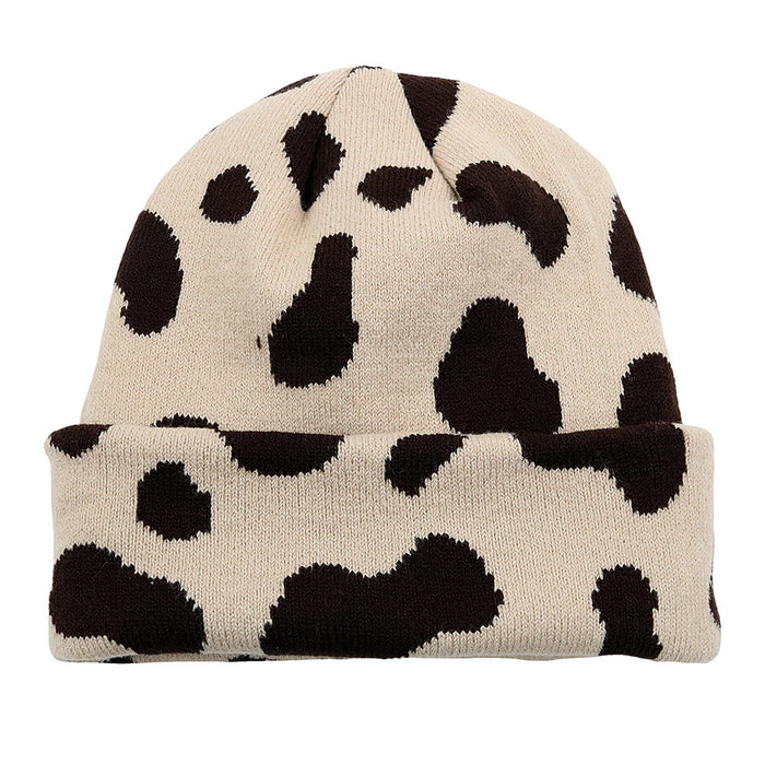 Wholesale Cow Leopard Print Jacquard Acrylic Wool Knitted Hat JDC-FH-HaiPu012