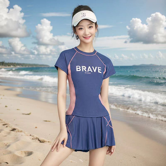 Wholesale Split Swimsuit Women's Explosive Sports Slimming Belly Covering Fashion Tight Waist Slimming Skirt Swimwear Flat Corner Swimsuit suit