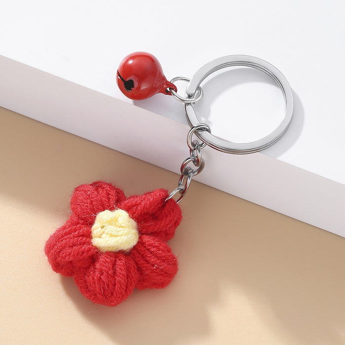 Wholesale Wool Small Red Flower Bell Keychain JDC-KC-RongR014