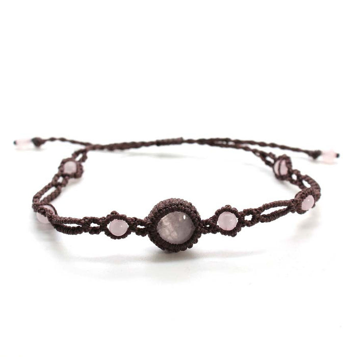 Wholesale Natural Crystal Round Beaded Bracelet Handmade Woven Edge Adjustable Amethyst Jewelry Stylish Everyday Gift