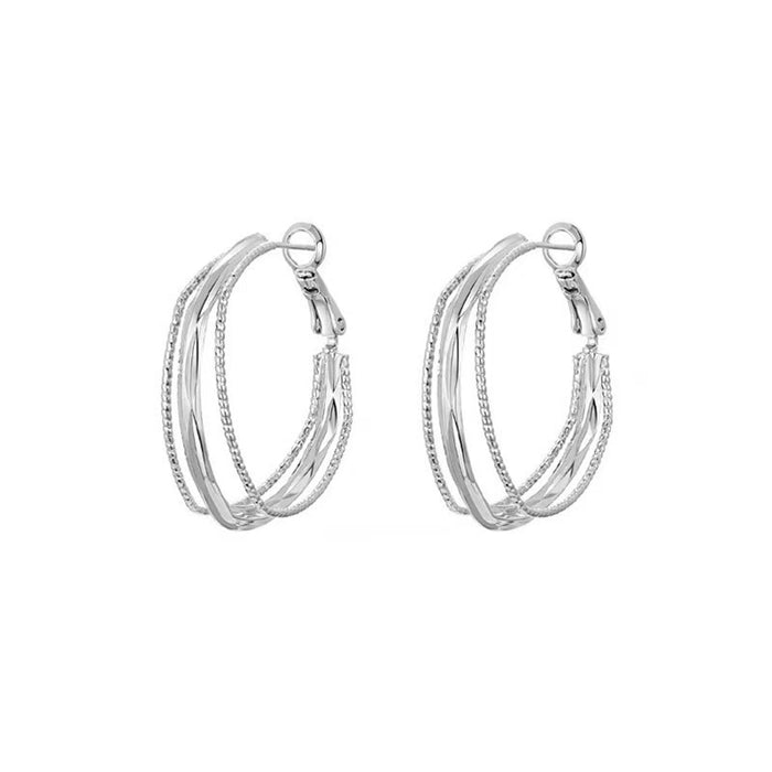 Wholesale Fashionable silver needle high-end ear rings, metal earrings, multi-layer earrings, geometric square earrings