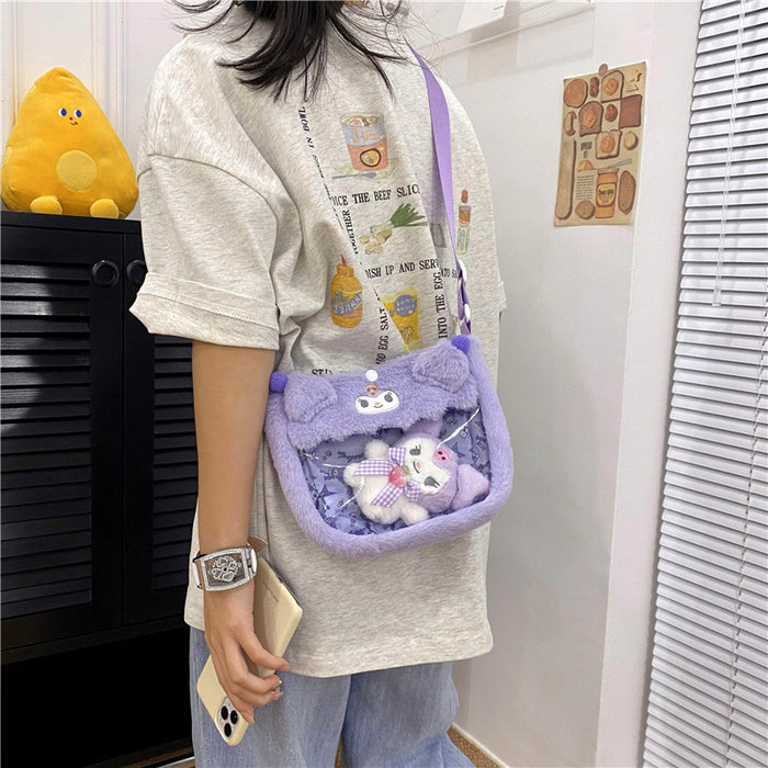 Wholesale Cute Transparent PVC Children' s Bag Plush Toy Cartoon Bag  Doll Crossbody Bag