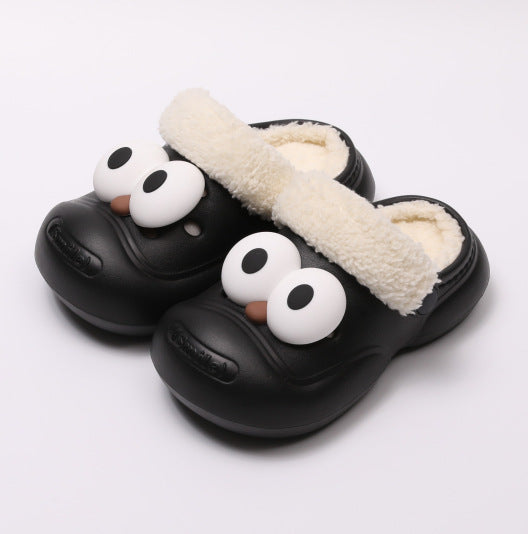 Wholesale Children' s cotton slippers winter  boys and girls home warm cotton shoes medium and big children cartoon outer wear plush shoes