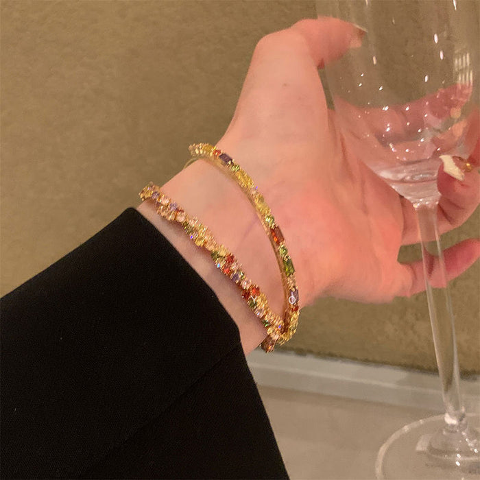 Wholesale Color Dopamine Zircon Bracelet Women's Design Fried Dough Twists Twist Bracelet Bracelet