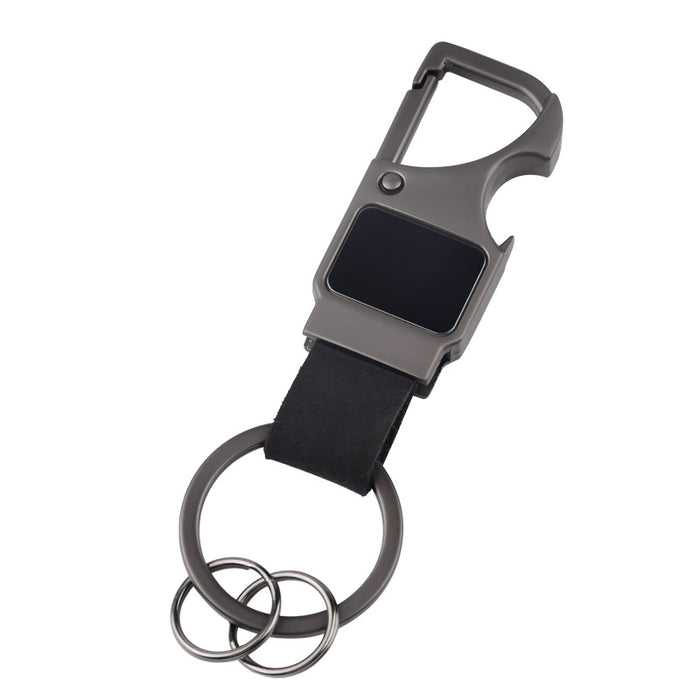 Wholesale Leather keychain multifunctional creative car keychain laser engraved metal pendant