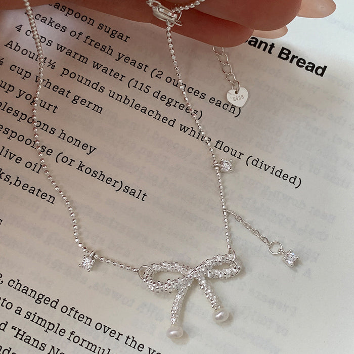 Wholesale Pure silver gemstone versatile necklace, geometric ellipse, high-end niche collarbone chain