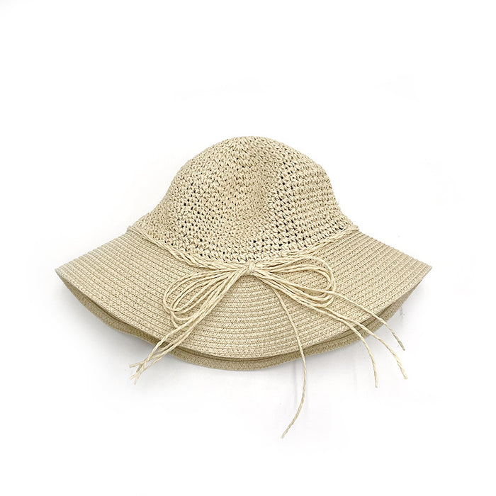 Wholesale Hat Women's Fisherman Hat Sun Protection Hat Large Brim Spliced Paper Straw Hat