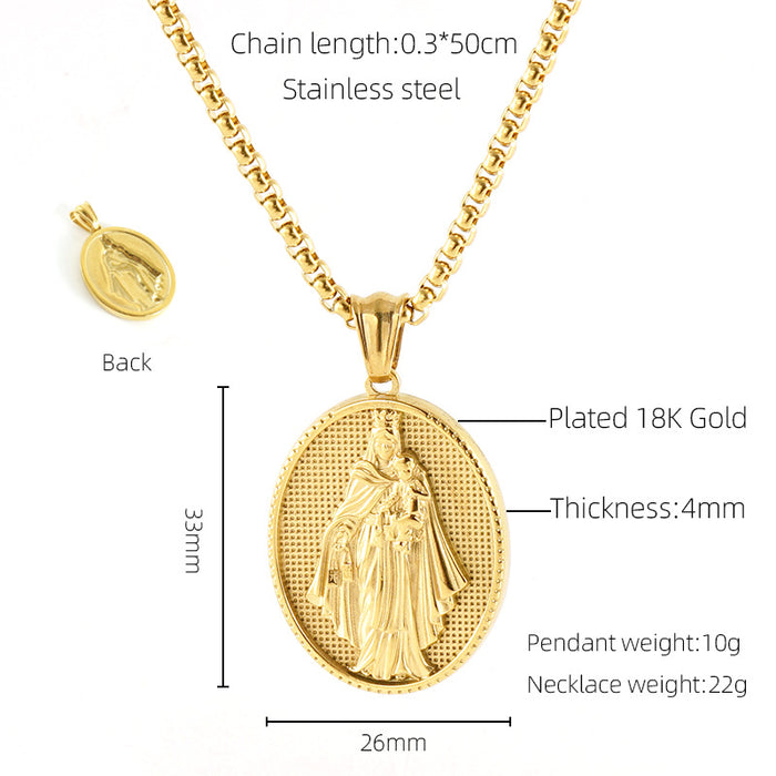 Wholesale Vintage Cross Virgin Mary Stainless Steel Necklace