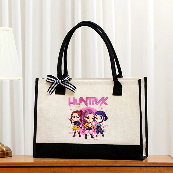 Wholesale Cartoon Print  Canvas Bag  Convenient Handheld Tote Bag
