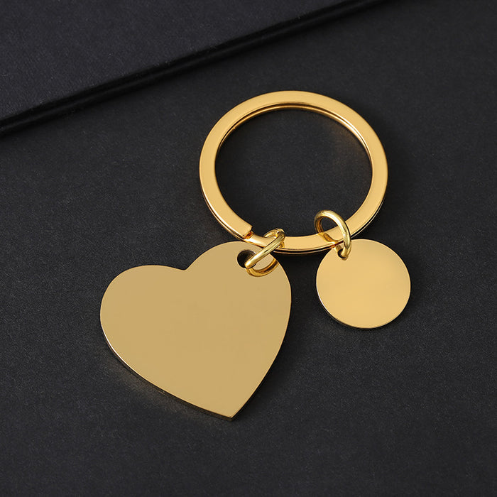 Wholesale Stainless Steel Peach Heart Small Engraved Metal Keychain