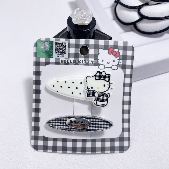 Wholesale Classic black and white checkered minimalist and cute hair clip side clip series