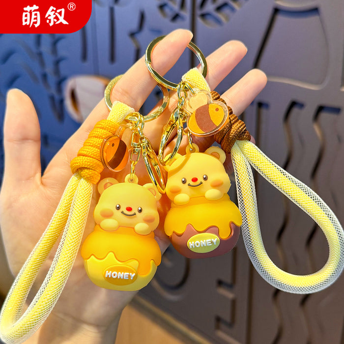 Wholesale 3pcs Cute honey bee jar butter keychain