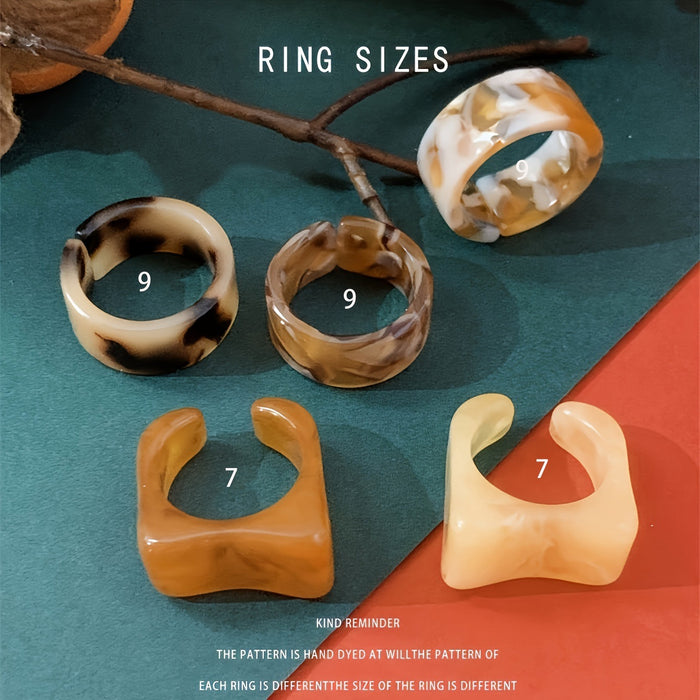 Wholesale Retro amber resin ring with minimalist ring and bracelet