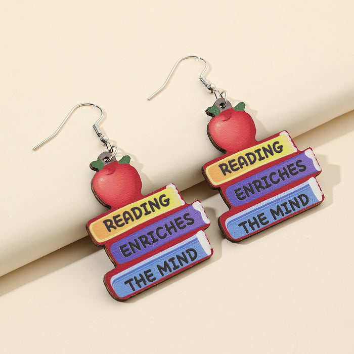 Wholesale leopard love pencil books wooden ladies earrings