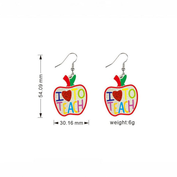 Wholesale Earrings Acrylic Teacher's Day Love Apple JDC-ES-Xuep064