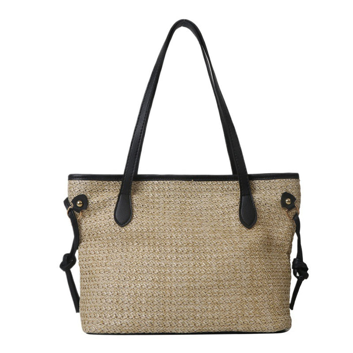 Wholesale Straw woven large capacity tote bag, simple woven bag, shoulder bag