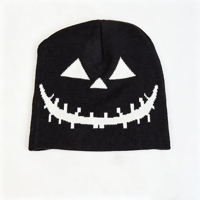 Wholesale Jacquard Knitted Beanie  Pumpkin Contrast Color Party Hat MOQ: 2