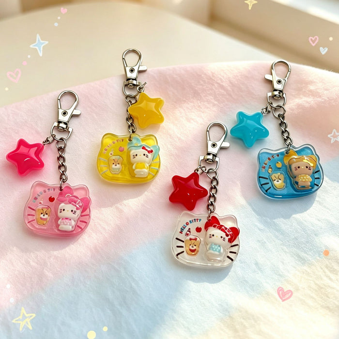 Wholesale Cute Cat Star Keychain Acrylic 3D Cartoon Pendant Bag Charm Gift