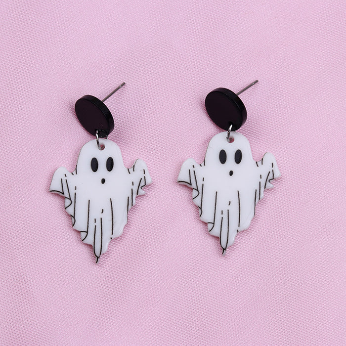 Wholesale  Rainbow Ghost printed acrylic earrings cartoon cute mushroom ghost earrings ear jewelry