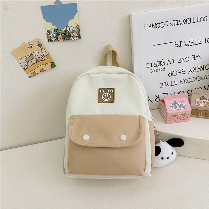 Wholesale Children' s Bag Fashion Oxford Cloth Contrast Backpack Kindergarten Baby School Season Schoolbag