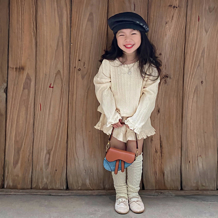 Wholesale New children's bag, fashionable contrasting color saddle bag, baby mini retro crossbody bag