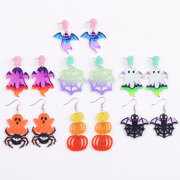 Wholesale  shiny earrings contrast color cartoon ghost acrylic earrings creative personality earrings ear jewelry