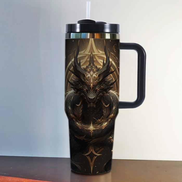 Wholesale 3D Neon Dragon Pattern Handle of Thermos Cup - Dark Magical Dragon Design