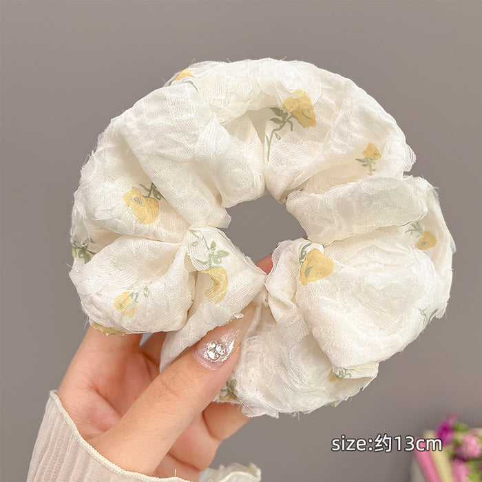 Wholesale Flower fabric headband, pleated hair tie rope