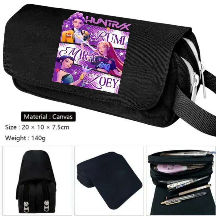 Wholesale Cartoon Print Large Capacity Double-Layer Handheld Pencil Case Stationery Bag Pencil Bag