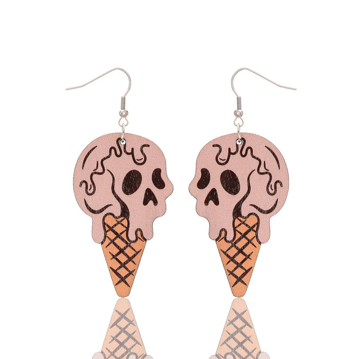 Wholesale  Flower Skull Pumpkin Earrings Simple Fashion Wooden Earrings