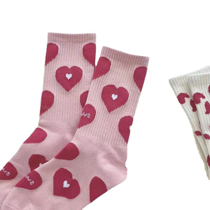 Wholesale Cute flower socks, mid tube socks, heart-shaped letters, simple and trendy long tube socks