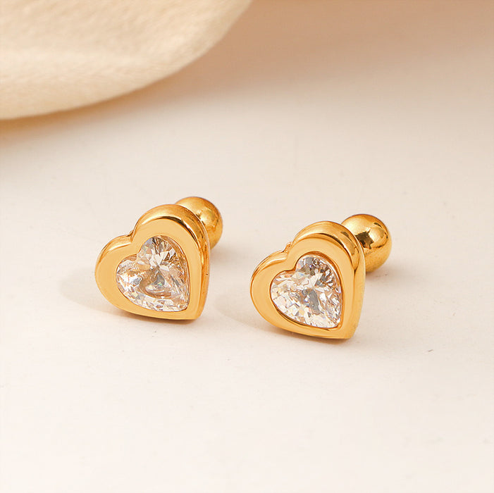Wholesale  Anti-loss heart-shaped earrings  colorfast   small and exquisite titanium steel earrings