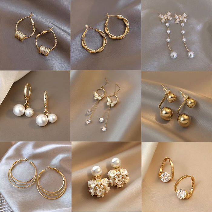 Wholesale Geometric Diamond Pearl Earrings JDC-ES-XuF126