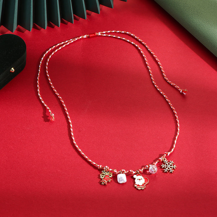 Wholesale Christmas Necklace Alloy Oil Dripping Necklace Christmas Cartoon Snowman Christmas Tree Pendant Necklace