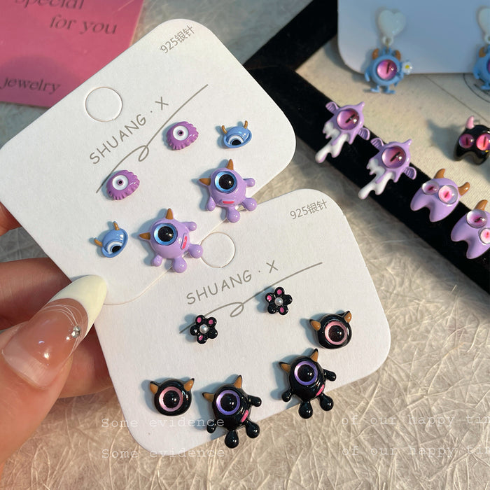 Wholesale Heterochromatic Monster Alloy Earrings JDC-ES-Shuangx011