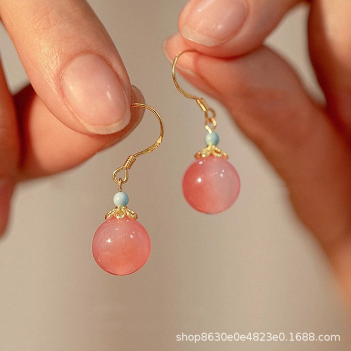 Wholesale Design Round Bead Earrings Strawberry Crystal Ear Hooks, Elegant Earrings