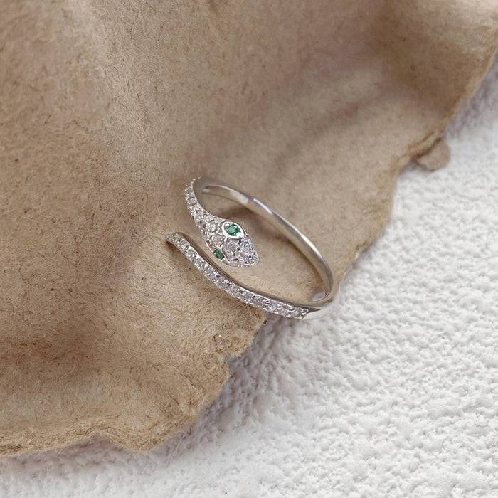 Wholesale Pure silver ring, niche personality, diamond inlaid open ring, high-end feel, index finger ring