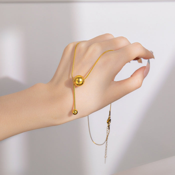 Wholesale New stainless steel titanium steel metal ball pendant necklace that does not fade, sweater chain with high-end feel, collarbone chain