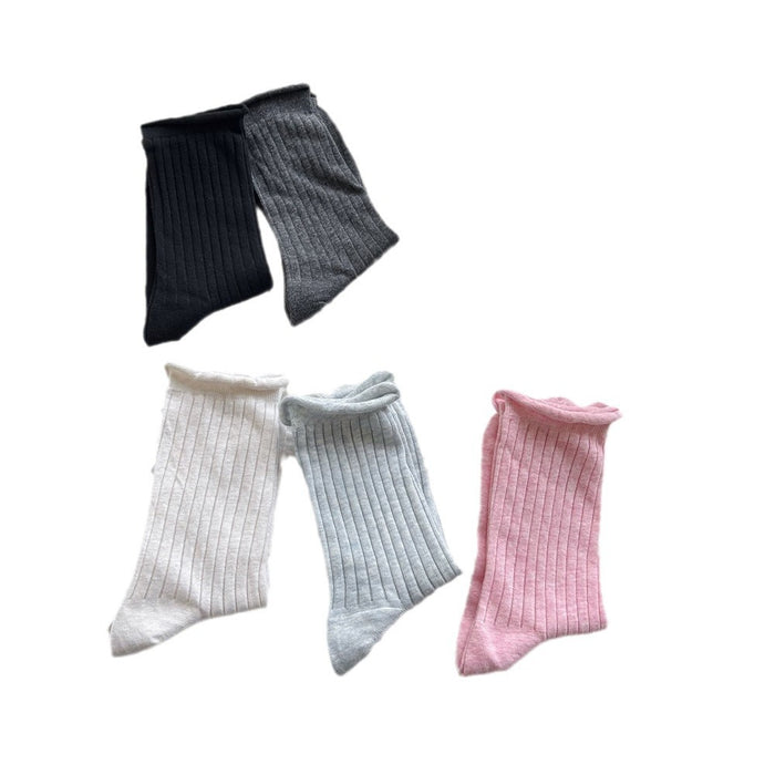 Wholesale Curled edge drawstring socks, stacked socks, middle tube cotton socks