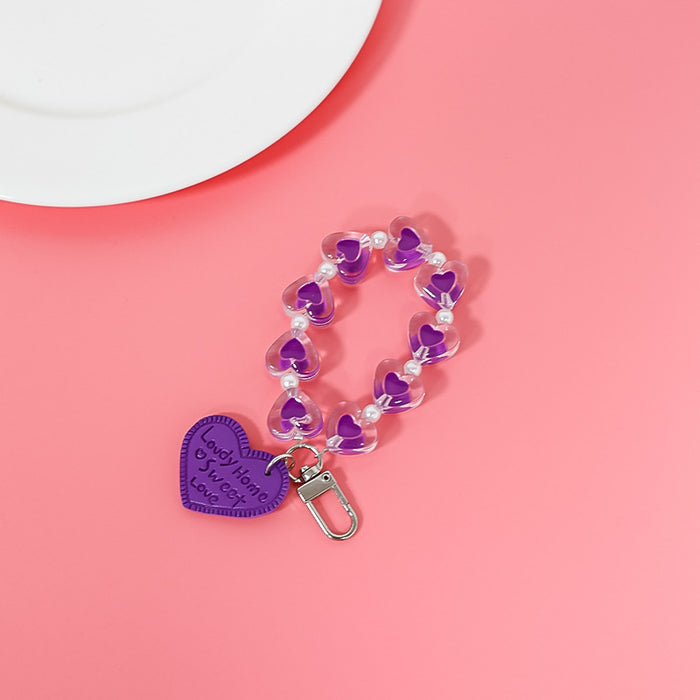 Wholesale fresh simple color love hand chain transparent acrylic chain mobile case accessories