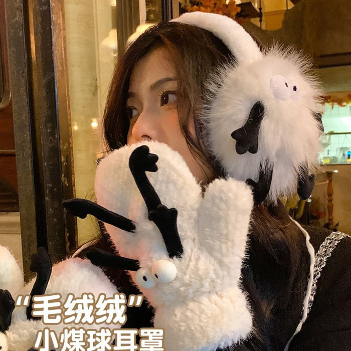 Wholesale Funny briquettes imitation rabbit fur earmuffs parent-child winter thick warm foldable cute earmuffs