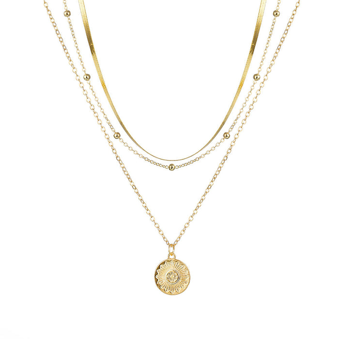 Wholesale Jewelry Cross Chain Necklace Personality Full Diamond Pendant Multi-layer Necklace