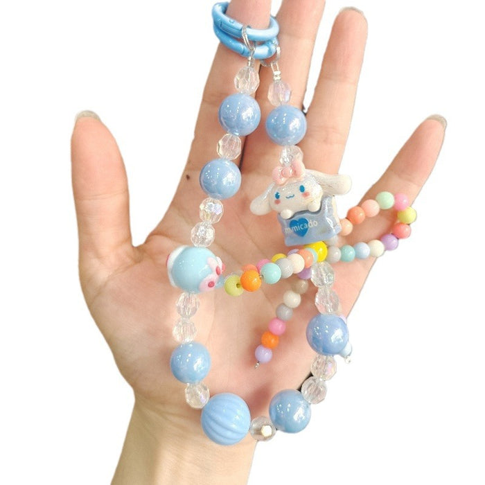 Wholesale Cartoon Cute Beaded Mobile Phone Chain Fashion Keychain Bow Bag Pendant